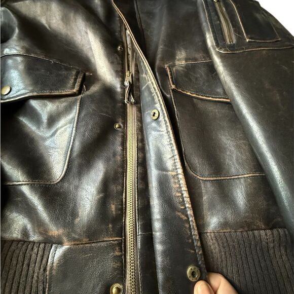 Men's Vintage Arizona Jean company faux leather aviation bomber jacket sz large - Picture 3 of 10